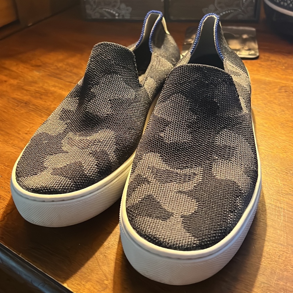 Rothy's Gray & Black Camouflage Slip-On Flats